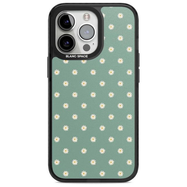 Daisy Pattern Teal Cute Floral Phone Case iPhone 15 Pro Max / Magsafe Black Impact Case,iPhone 15 Pro / Magsafe Black Impact Case,iPhone 14 Pro Max / Magsafe Black Impact Case,iPhone 14 Pro / Magsafe Black Impact Case,iPhone 13 Pro / Magsafe Black Impact Case Blanc Space