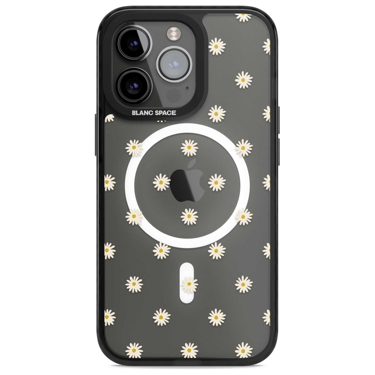 Daisy Pattern Transparent Cute Floral Phone Case iPhone 15 Pro Max / Magsafe Black Impact Case,iPhone 15 Pro / Magsafe Black Impact Case,iPhone 14 Pro Max / Magsafe Black Impact Case,iPhone 14 Pro / Magsafe Black Impact Case,iPhone 13 Pro / Magsafe Black Impact Case Blanc Space