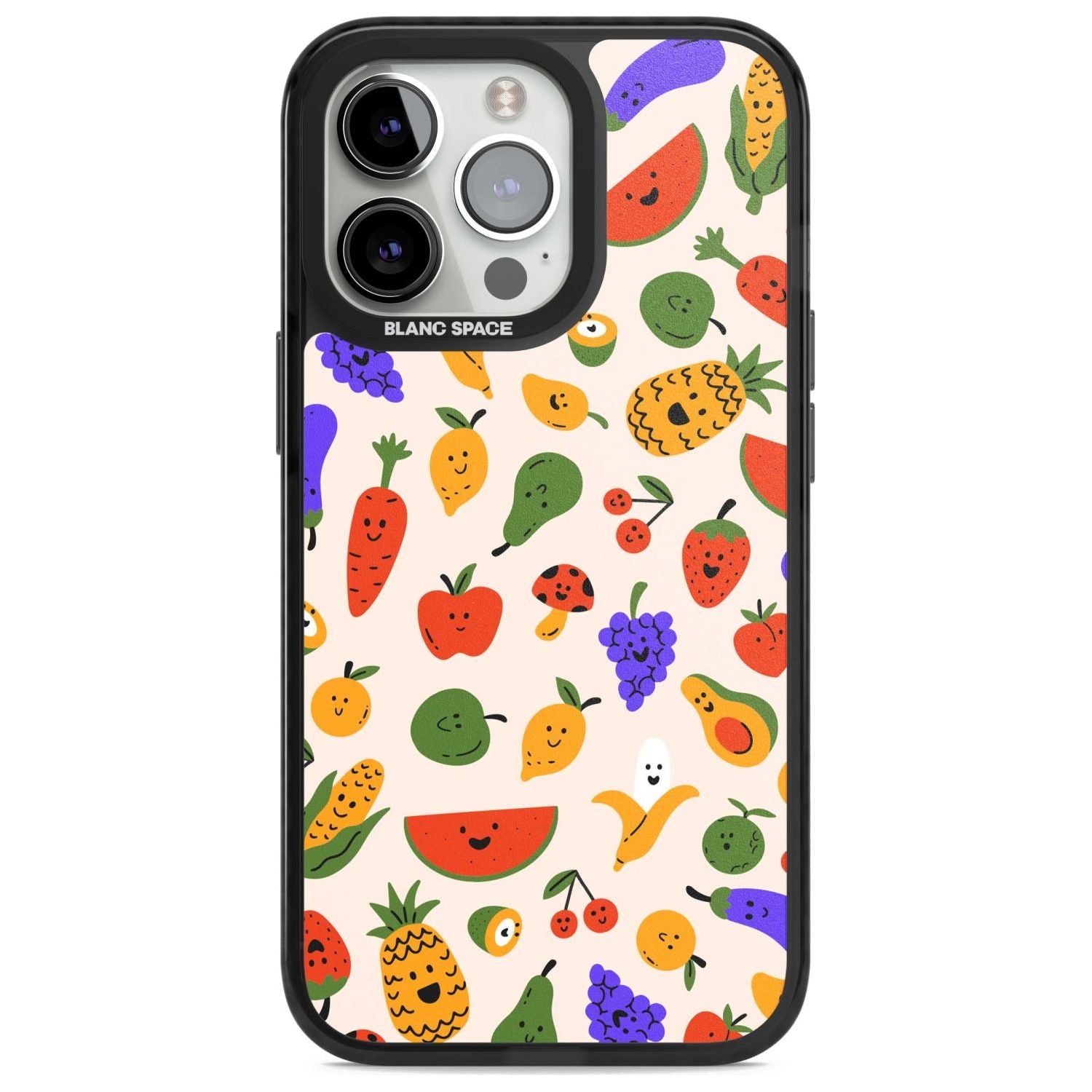 Mixed Kawaii Food Icons - Solid Phone Case iPhone 15 Pro Max / Magsafe Black Impact Case,iPhone 15 Pro / Magsafe Black Impact Case,iPhone 14 Pro Max / Magsafe Black Impact Case,iPhone 14 Pro / Magsafe Black Impact Case,iPhone 13 Pro / Magsafe Black Impact Case Blanc Space