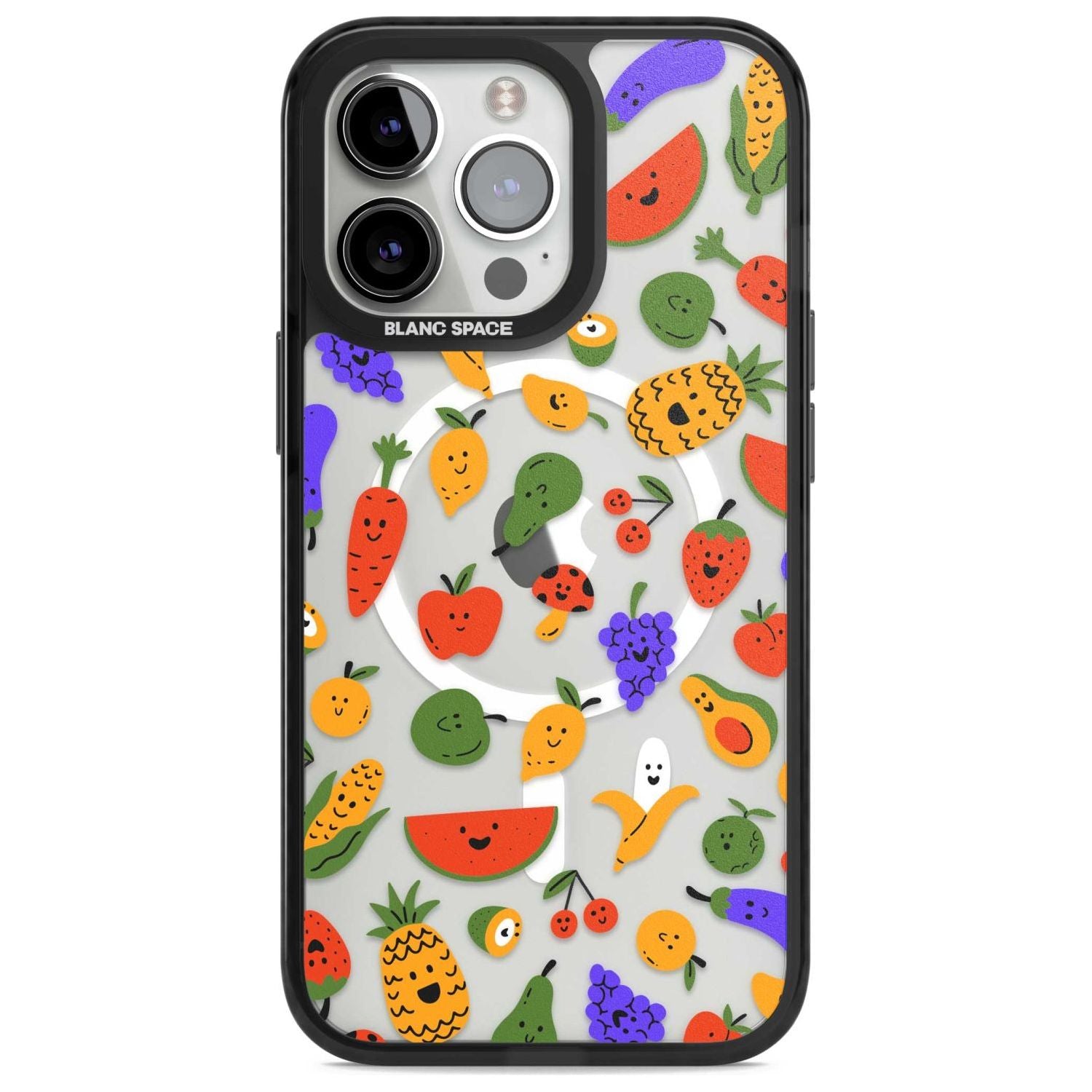 Mixed Kawaii Food Icons - Clear Phone Case iPhone 15 Pro Max / Magsafe Black Impact Case,iPhone 15 Pro / Magsafe Black Impact Case,iPhone 14 Pro Max / Magsafe Black Impact Case,iPhone 14 Pro / Magsafe Black Impact Case,iPhone 13 Pro / Magsafe Black Impact Case Blanc Space