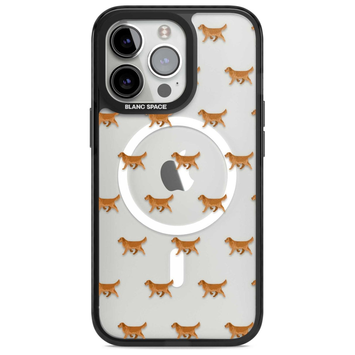Golden Retriever Dog Pattern Clear Phone Case iPhone 15 Pro / Magsafe Black Impact Case,iPhone 15 Pro Max / Magsafe Black Impact Case,iPhone 14 Pro Max / Magsafe Black Impact Case,iPhone 13 Pro / Magsafe Black Impact Case,iPhone 14 Pro / Magsafe Black Impact Case Blanc Space