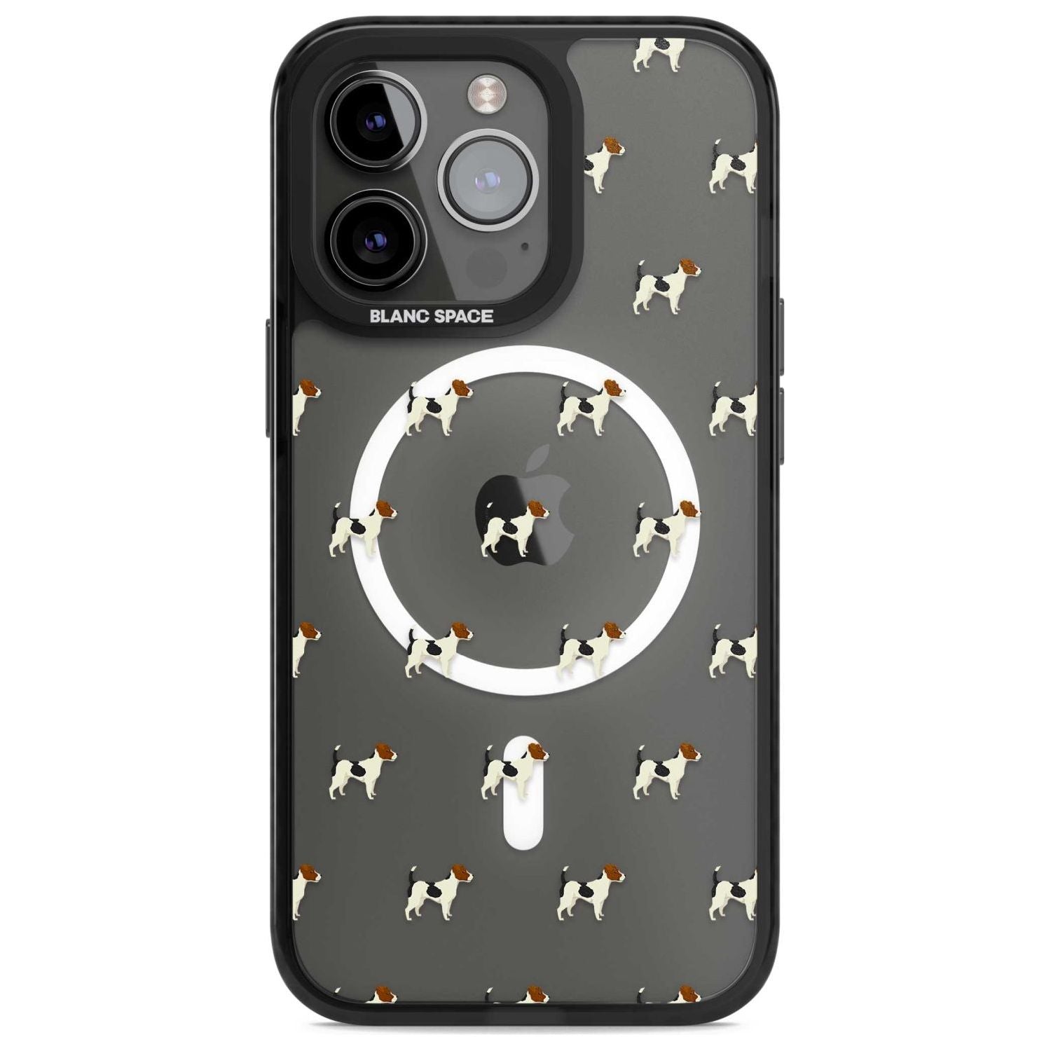 Jack Russell Terrier Dog Pattern Clear Phone Case iPhone 15 Pro Max / Magsafe Black Impact Case,iPhone 15 Pro / Magsafe Black Impact Case,iPhone 14 Pro Max / Magsafe Black Impact Case,iPhone 14 Pro / Magsafe Black Impact Case,iPhone 13 Pro / Magsafe Black Impact Case Blanc Space