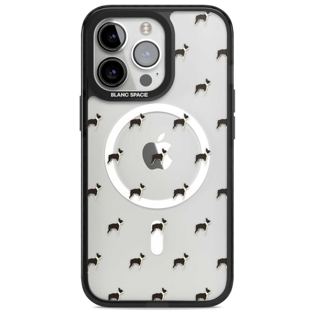 Boston Terrier Dog Pattern Clear Phone Case iPhone 15 Pro Max / Magsafe Black Impact Case,iPhone 15 Pro / Magsafe Black Impact Case,iPhone 14 Pro Max / Magsafe Black Impact Case,iPhone 14 Pro / Magsafe Black Impact Case,iPhone 13 Pro / Magsafe Black Impact Case Blanc Space