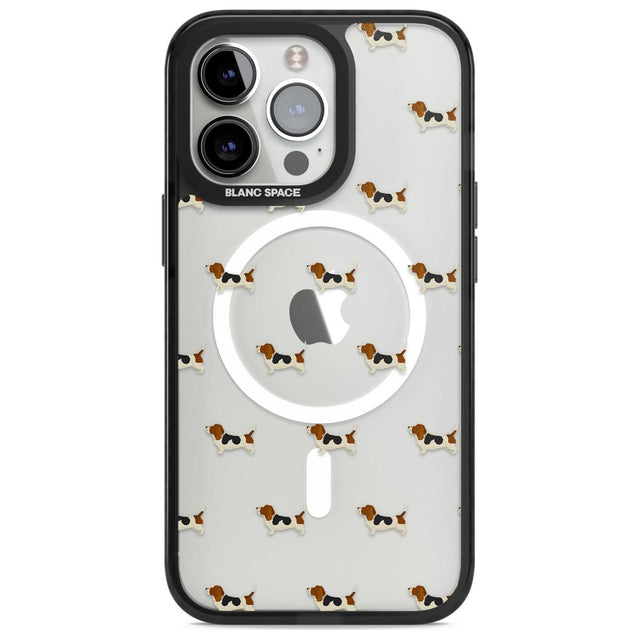 Basset Hound Dog Pattern Clear Phone Case iPhone 15 Pro Max / Magsafe Black Impact Case,iPhone 15 Pro / Magsafe Black Impact Case,iPhone 14 Pro Max / Magsafe Black Impact Case,iPhone 14 Pro / Magsafe Black Impact Case,iPhone 13 Pro / Magsafe Black Impact Case Blanc Space