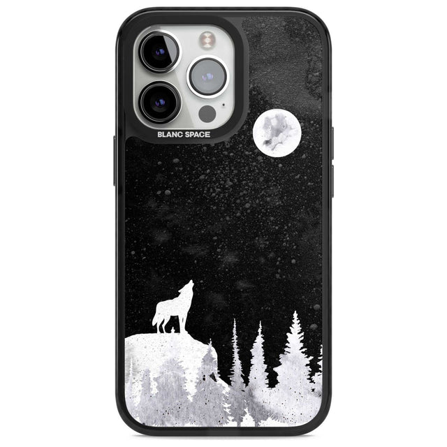 Moon Phases: Wolf & Full Moon Phone Case iPhone 15 Pro / Magsafe Black Impact Case,iPhone 15 Pro Max / Magsafe Black Impact Case,iPhone 14 Pro Max / Magsafe Black Impact Case,iPhone 13 Pro / Magsafe Black Impact Case,iPhone 14 Pro / Magsafe Black Impact Case Blanc Space