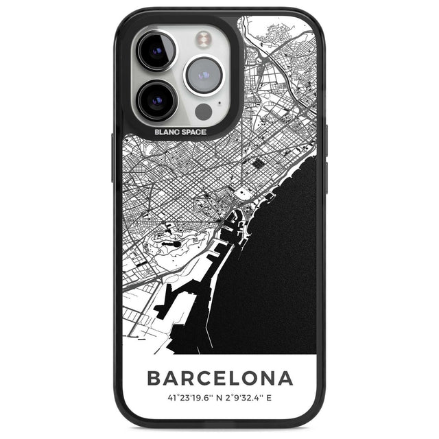 Map of Barcelona, Spain Phone Case iPhone 15 Pro / Magsafe Black Impact Case,iPhone 15 Pro Max / Magsafe Black Impact Case,iPhone 14 Pro Max / Magsafe Black Impact Case,iPhone 13 Pro / Magsafe Black Impact Case,iPhone 14 Pro / Magsafe Black Impact Case Blanc Space