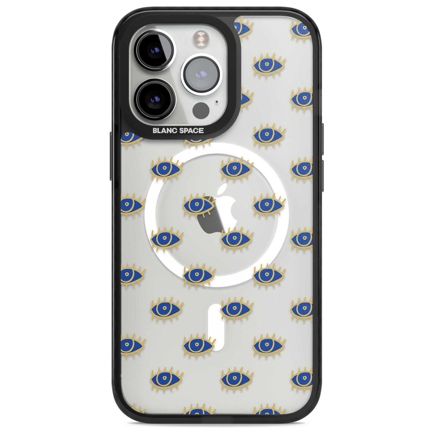 Gold Eyes (Clear) Psychedelic Eyes Pattern Phone Case iPhone 15 Pro Max / Magsafe Black Impact Case,iPhone 15 Pro / Magsafe Black Impact Case,iPhone 14 Pro Max / Magsafe Black Impact Case,iPhone 14 Pro / Magsafe Black Impact Case,iPhone 13 Pro / Magsafe Black Impact Case Blanc Space