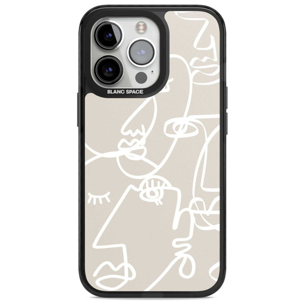 Abstract Line Art White Beige