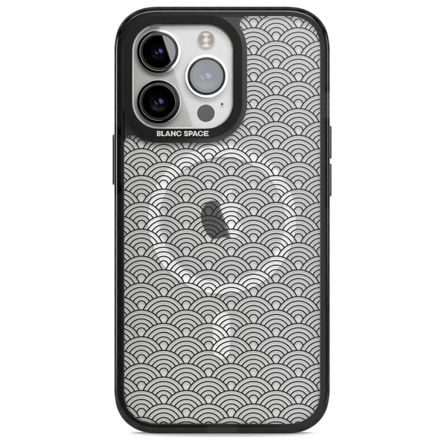Abstract Lines: Scalloped Pattern Phone Case iPhone 15 Pro Max / Magsafe Black Impact Case,iPhone 15 Pro / Magsafe Black Impact Case,iPhone 14 Pro Max / Magsafe Black Impact Case,iPhone 14 Pro / Magsafe Black Impact Case,iPhone 13 Pro / Magsafe Black Impact Case Blanc Space