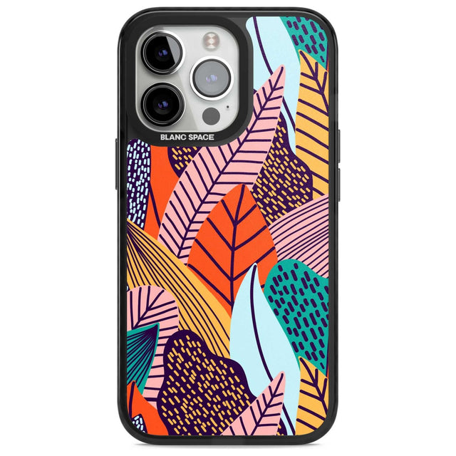 Abstract Leaves Phone Case iPhone 15 Pro Max / Magsafe Black Impact Case,iPhone 15 Pro / Magsafe Black Impact Case,iPhone 14 Pro Max / Magsafe Black Impact Case,iPhone 14 Pro / Magsafe Black Impact Case,iPhone 13 Pro / Magsafe Black Impact Case Blanc Space