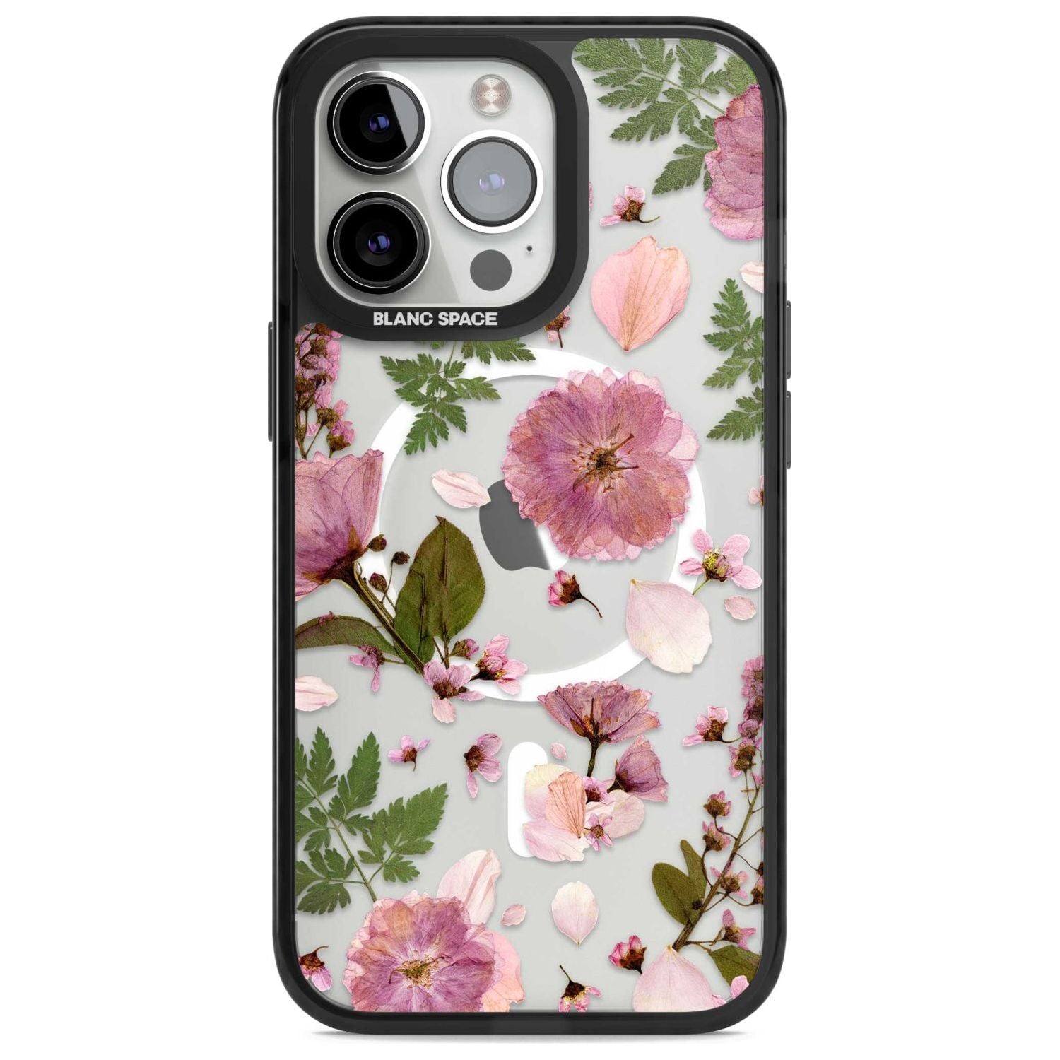 Natural Arrangement of Flowers & Leaves Design Phone Case iPhone 15 Pro Max / Magsafe Black Impact Case,iPhone 15 Pro / Magsafe Black Impact Case,iPhone 14 Pro Max / Magsafe Black Impact Case,iPhone 14 Pro / Magsafe Black Impact Case,iPhone 13 Pro / Magsafe Black Impact Case Blanc Space