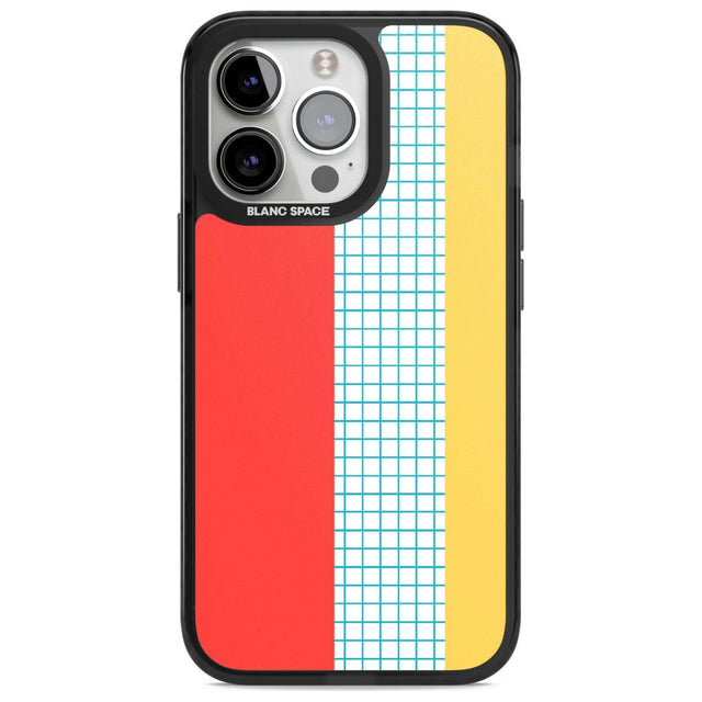 Abstract Grid Red, Blue, Yellow Phone Case iPhone 15 Pro Max / Magsafe Black Impact Case,iPhone 15 Pro / Magsafe Black Impact Case,iPhone 14 Pro Max / Magsafe Black Impact Case,iPhone 14 Pro / Magsafe Black Impact Case,iPhone 13 Pro / Magsafe Black Impact Case Blanc Space