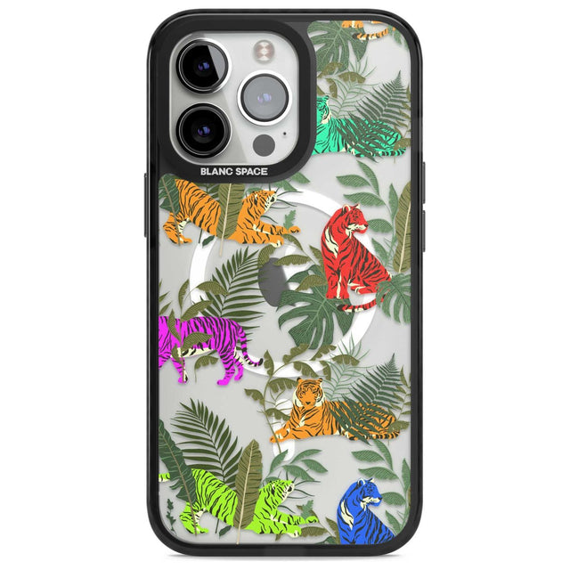 Colourful Tiger Jungle Cat Pattern Phone Case iPhone 15 Pro Max / Magsafe Black Impact Case,iPhone 15 Pro / Magsafe Black Impact Case,iPhone 14 Pro Max / Magsafe Black Impact Case,iPhone 14 Pro / Magsafe Black Impact Case,iPhone 13 Pro / Magsafe Black Impact Case Blanc Space