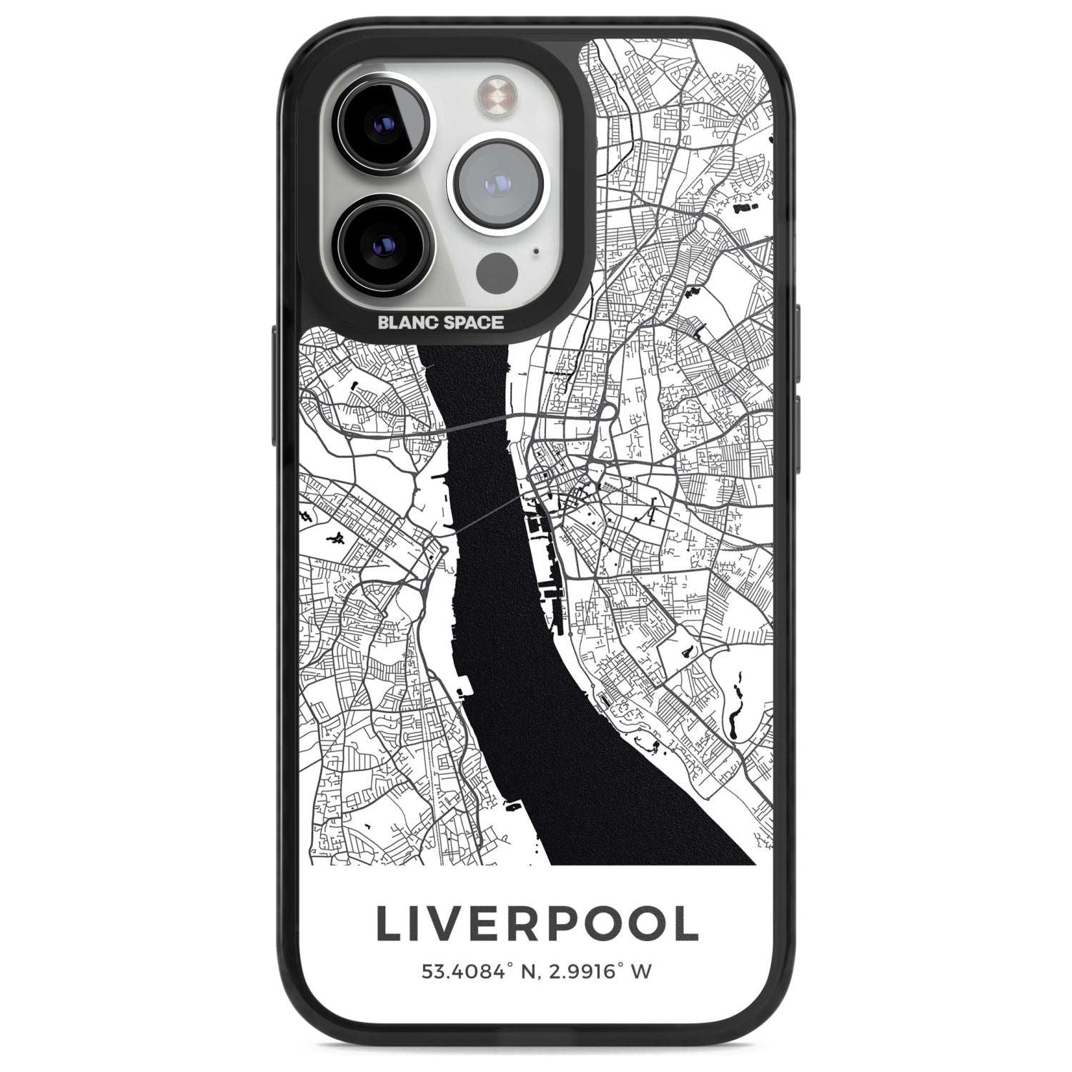 Map of Liverpool, England Phone Case iPhone 15 Pro Max / Magsafe Black Impact Case,iPhone 15 Pro / Magsafe Black Impact Case,iPhone 14 Pro Max / Magsafe Black Impact Case,iPhone 14 Pro / Magsafe Black Impact Case,iPhone 13 Pro / Magsafe Black Impact Case Blanc Space