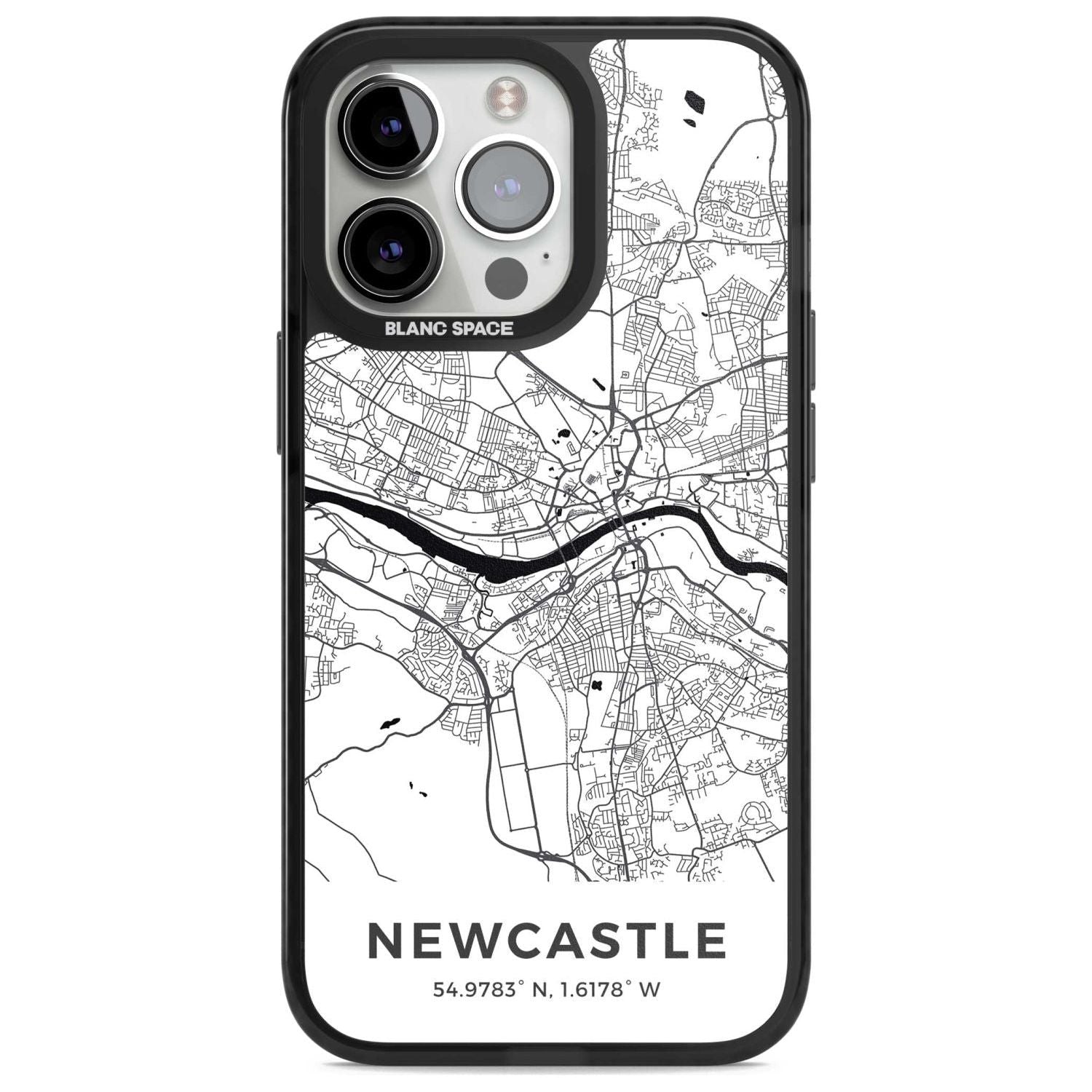 Map of Newcastle, England Phone Case iPhone 15 Pro Max / Magsafe Black Impact Case,iPhone 15 Pro / Magsafe Black Impact Case,iPhone 14 Pro Max / Magsafe Black Impact Case,iPhone 14 Pro / Magsafe Black Impact Case,iPhone 13 Pro / Magsafe Black Impact Case Blanc Space