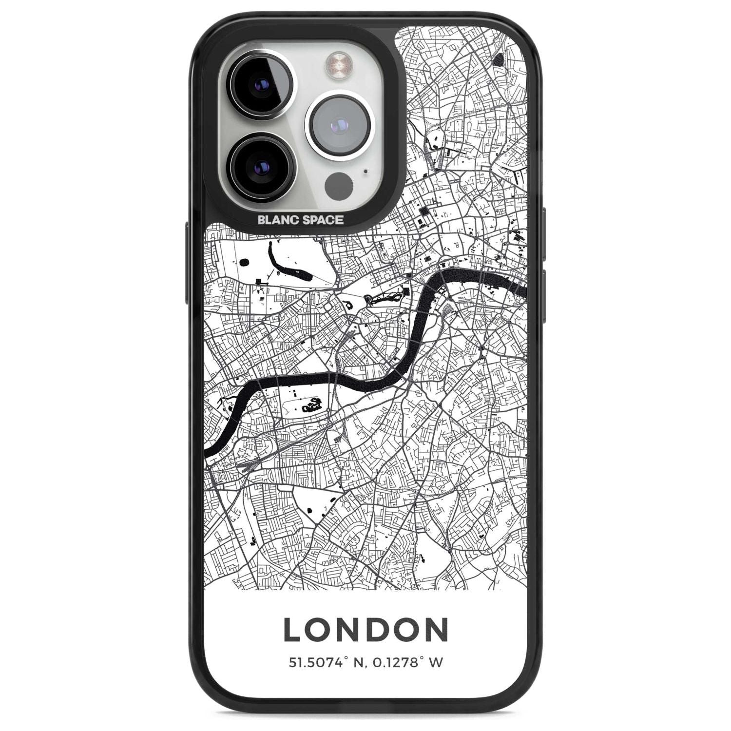 Map of London, England Phone Case iPhone 15 Pro Max / Magsafe Black Impact Case,iPhone 15 Pro / Magsafe Black Impact Case,iPhone 14 Pro Max / Magsafe Black Impact Case,iPhone 14 Pro / Magsafe Black Impact Case,iPhone 13 Pro / Magsafe Black Impact Case Blanc Space