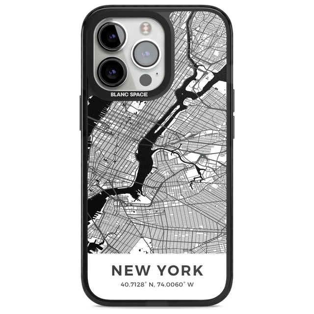 Map of New York, New York Phone Case iPhone 15 Pro Max / Magsafe Black Impact Case,iPhone 15 Pro / Magsafe Black Impact Case,iPhone 14 Pro Max / Magsafe Black Impact Case,iPhone 14 Pro / Magsafe Black Impact Case,iPhone 13 Pro / Magsafe Black Impact Case Blanc Space