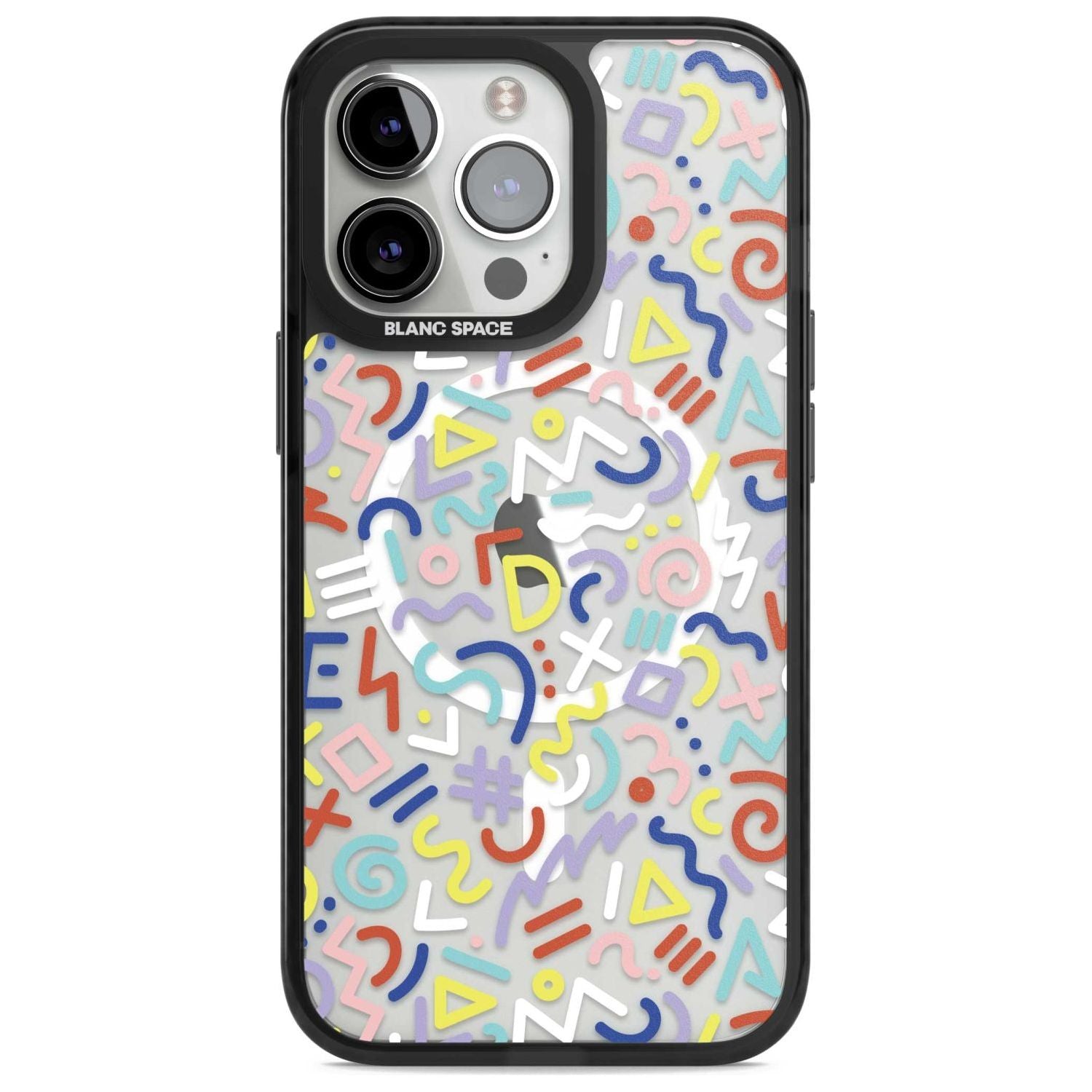 Colourful Mixed Shapes Retro Pattern Design Phone Case iPhone 15 Pro Max / Magsafe Black Impact Case,iPhone 15 Pro / Magsafe Black Impact Case,iPhone 14 Pro Max / Magsafe Black Impact Case,iPhone 14 Pro / Magsafe Black Impact Case,iPhone 13 Pro / Magsafe Black Impact Case Blanc Space