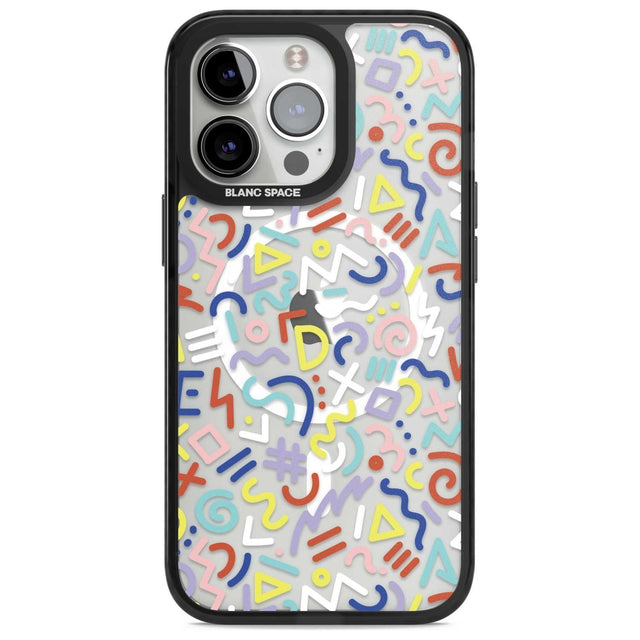 Colourful Mixed Shapes Retro Pattern Design Phone Case iPhone 15 Pro Max / Magsafe Black Impact Case,iPhone 15 Pro / Magsafe Black Impact Case,iPhone 14 Pro Max / Magsafe Black Impact Case,iPhone 14 Pro / Magsafe Black Impact Case,iPhone 13 Pro / Magsafe Black Impact Case Blanc Space