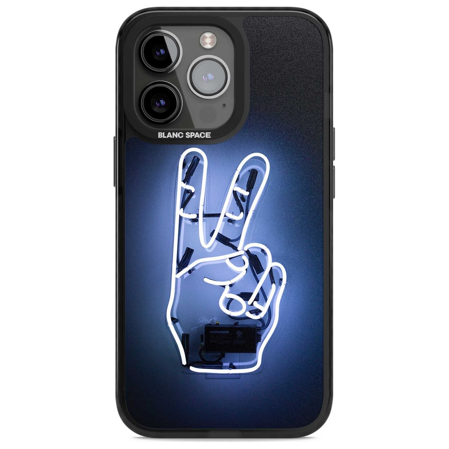 Peace Sign Hand Neon Sign Phone Case iPhone 15 Pro Max / Magsafe Black Impact Case,iPhone 15 Pro / Magsafe Black Impact Case,iPhone 14 Pro Max / Magsafe Black Impact Case,iPhone 14 Pro / Magsafe Black Impact Case,iPhone 13 Pro / Magsafe Black Impact Case Blanc Space
