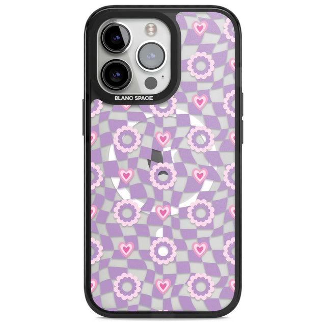 Checkered Love Pattern Phone Case iPhone 15 Pro Max / Magsafe Black Impact Case,iPhone 15 Pro / Magsafe Black Impact Case,iPhone 14 Pro Max / Magsafe Black Impact Case,iPhone 14 Pro / Magsafe Black Impact Case,iPhone 13 Pro / Magsafe Black Impact Case Blanc Space