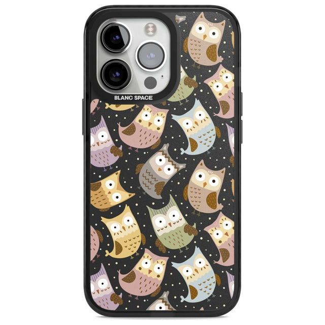 Cute Owl Pattern Phone Case iPhone 15 Pro / Magsafe Black Impact Case,iPhone 15 Pro Max / Magsafe Black Impact Case,iPhone 14 Pro / Magsafe Black Impact Case,iPhone 14 Pro Max / Magsafe Black Impact Case,iPhone 13 Pro / Magsafe Black Impact Case Blanc Space