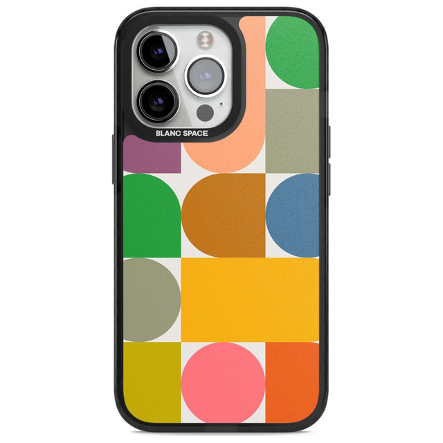 Abstract Retro Shapes: Rainbow Mix Phone Case iPhone 15 Pro Max / Magsafe Black Impact Case,iPhone 15 Pro / Magsafe Black Impact Case,iPhone 14 Pro Max / Magsafe Black Impact Case,iPhone 14 Pro / Magsafe Black Impact Case,iPhone 13 Pro / Magsafe Black Impact Case Blanc Space