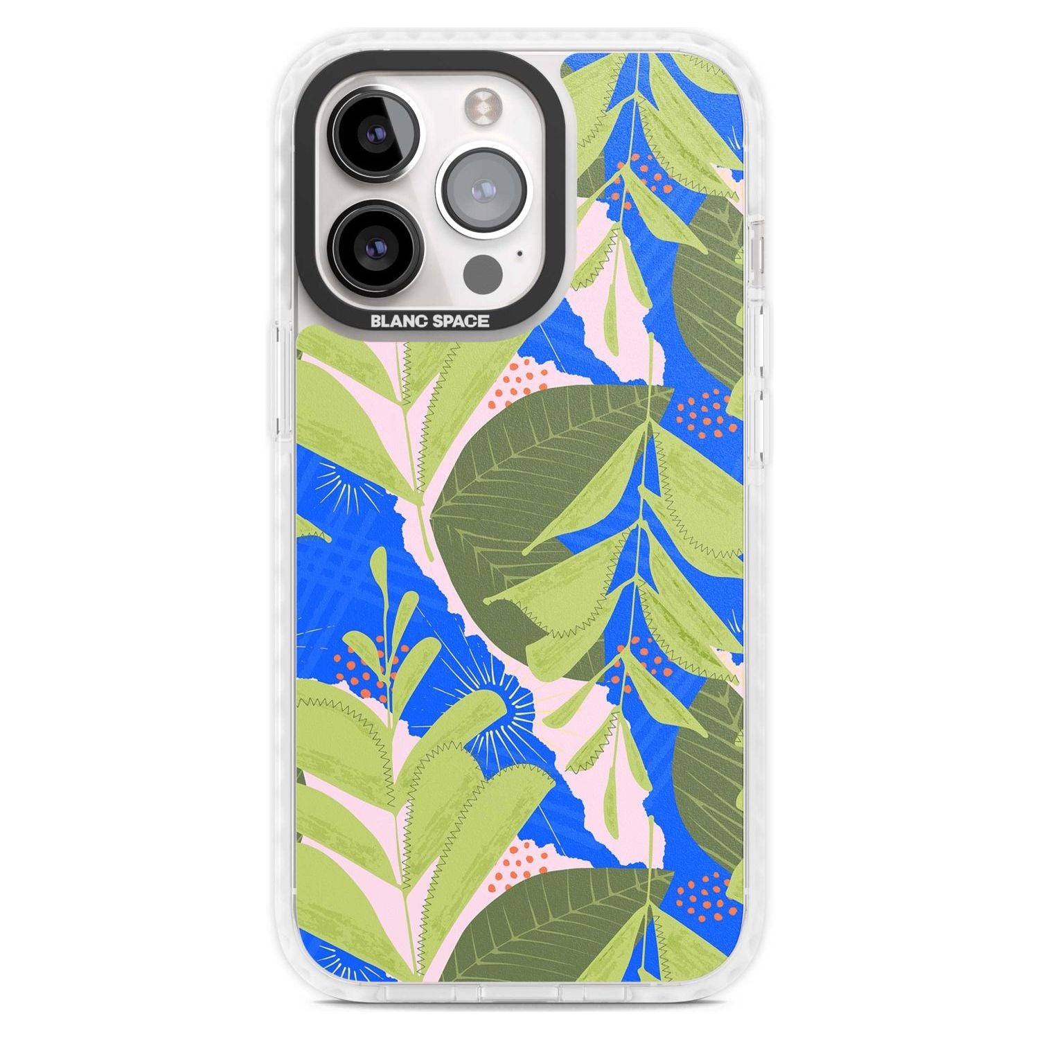 Fern Leaves Abstract Pattern Phone Case iPhone 15 Pro Max / Magsafe Impact Case,iPhone 15 Pro / Magsafe Impact Case Blanc Space