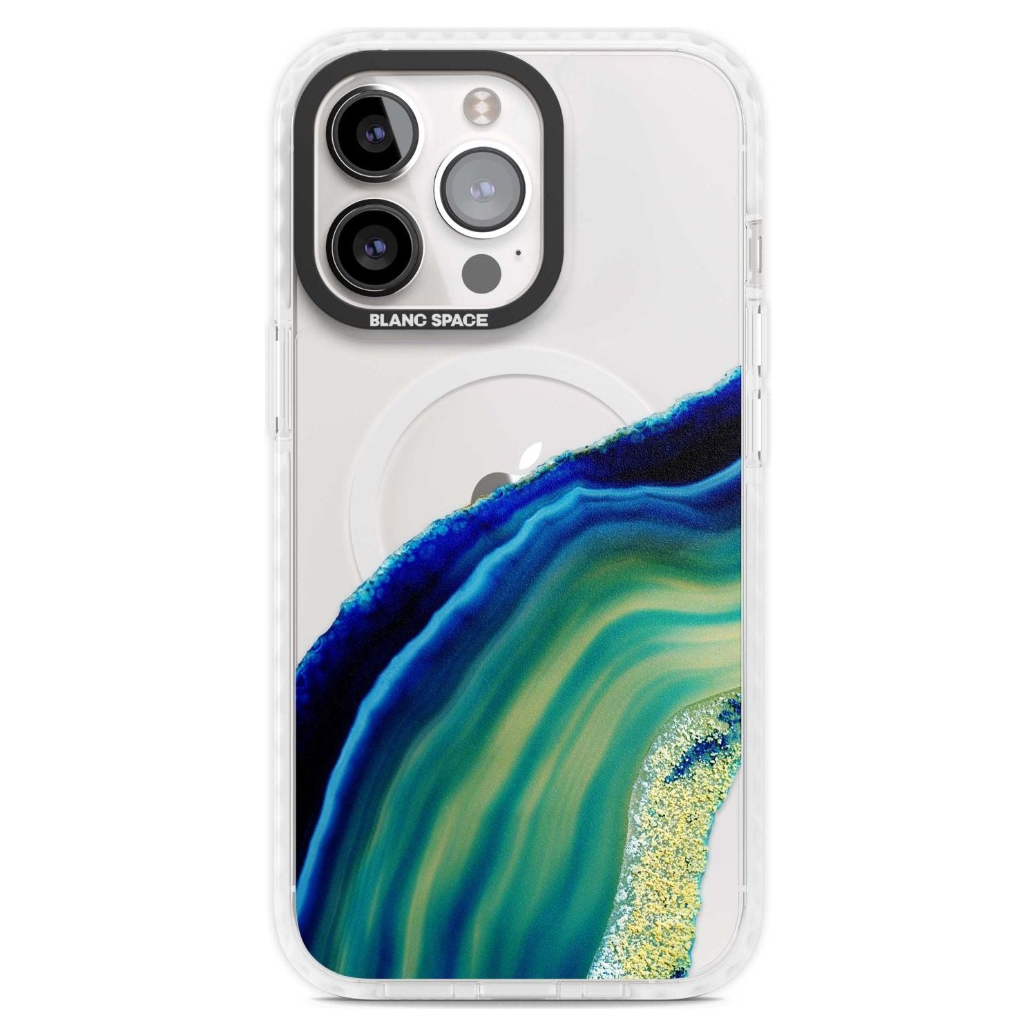 Green & Blue Gemstone Crystal Phone Case iPhone 15 Pro Max / Magsafe Impact Case,iPhone 15 Pro / Magsafe Impact Case Blanc Space