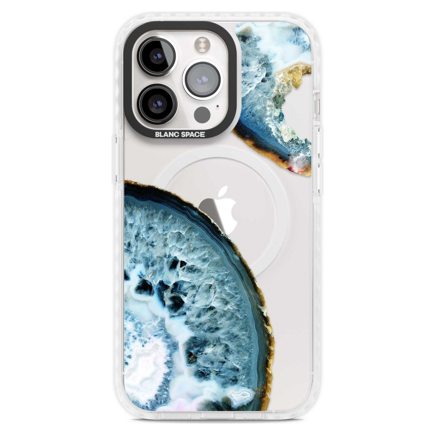 Blue, White & Yellow Agate Gemstone Phone Case iPhone 15 Pro Max / Magsafe Impact Case,iPhone 15 Pro / Magsafe Impact Case Blanc Space