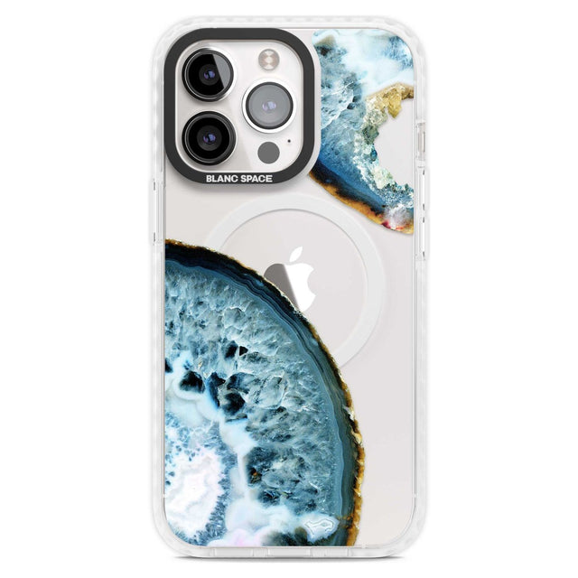 Blue, White & Yellow Agate Gemstone Phone Case iPhone 15 Pro Max / Magsafe Impact Case,iPhone 15 Pro / Magsafe Impact Case Blanc Space