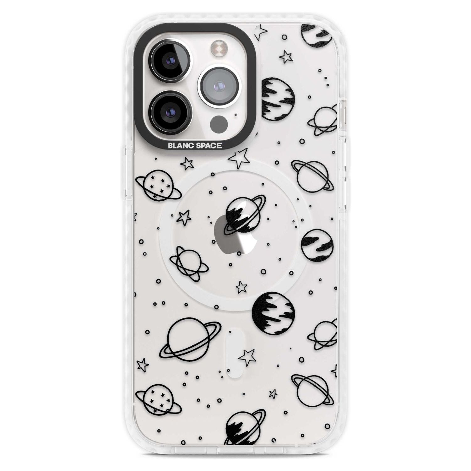 Cosmic Outer Space Design Black on Clear Phone Case iPhone 15 Pro Max / Magsafe Impact Case,iPhone 15 Pro / Magsafe Impact Case Blanc Space
