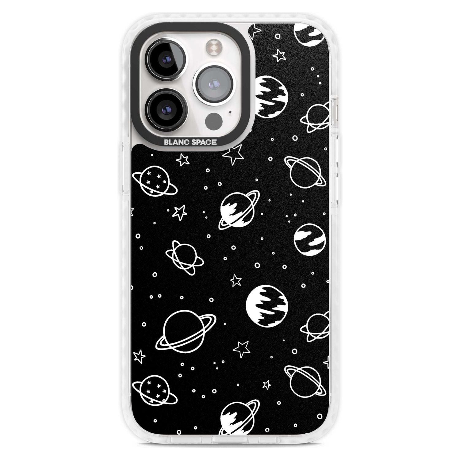 Cosmic Outer Space Design White on Black Phone Case iPhone 15 Pro Max / Magsafe Impact Case,iPhone 15 Pro / Magsafe Impact Case Blanc Space