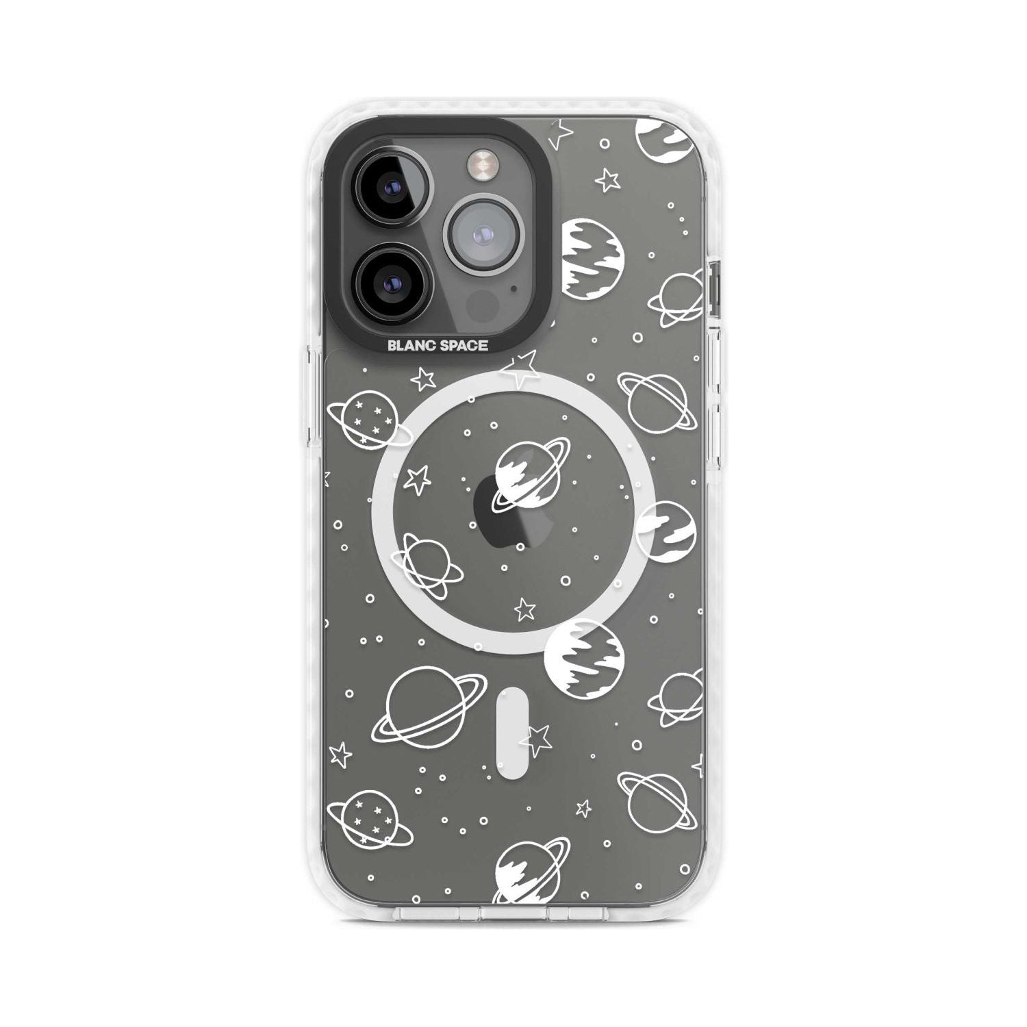 Cosmic Outer Space Design White on Clear Phone Case iPhone 15 Pro Max / Magsafe Impact Case,iPhone 15 Pro / Magsafe Impact Case Blanc Space