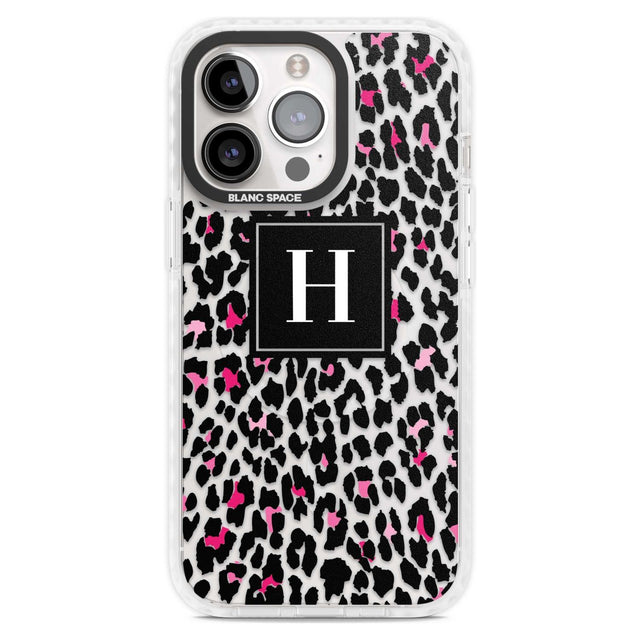 Personalised Pink Monogram Leopard Spots Custom Phone Case iPhone 15 Pro Max / Magsafe Impact Case,iPhone 15 Pro / Magsafe Impact Case Blanc Space