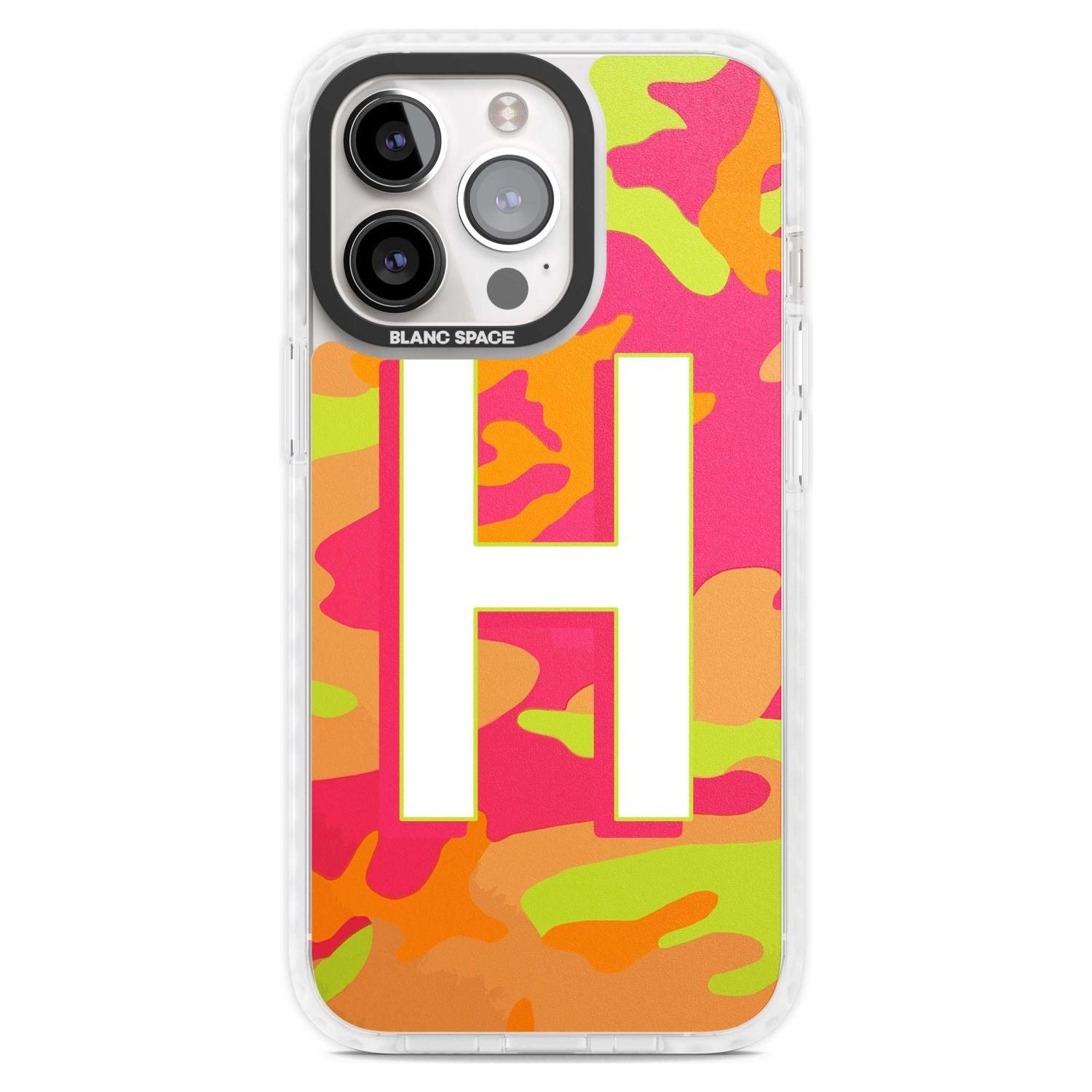 Personalised Bright Neon Camo Solid Monogram Custom Phone Case iPhone 15 Pro Max / Magsafe Impact Case,iPhone 15 Pro / Magsafe Impact Case Blanc Space