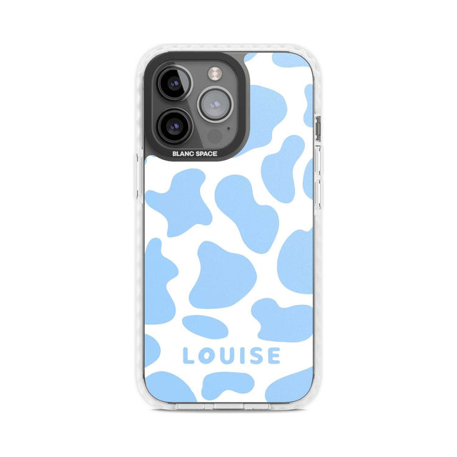 Personalised Blue and White Cow Print Custom Phone Case iPhone 15 Pro Max / Magsafe Impact Case,iPhone 15 Pro / Magsafe Impact Case Blanc Space