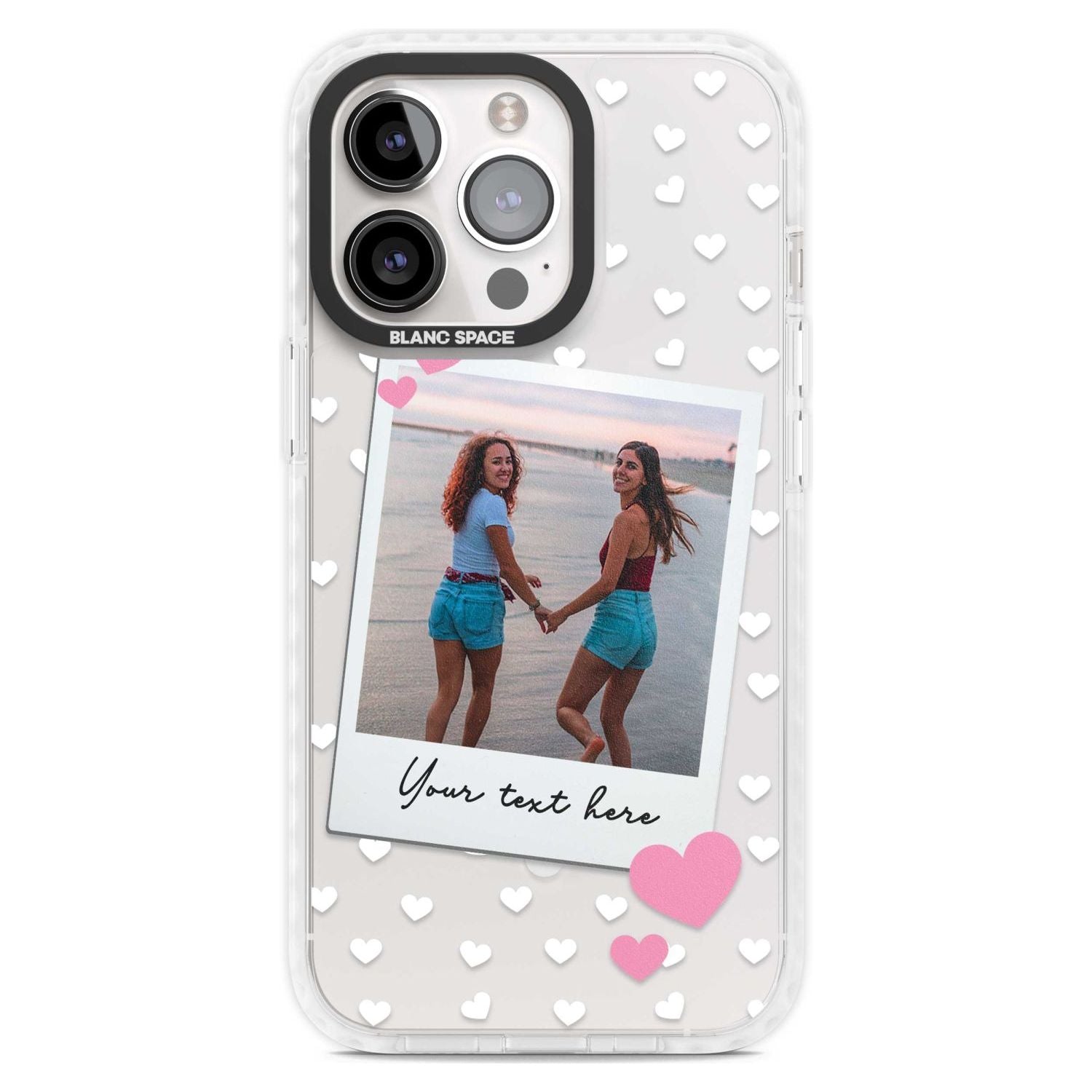 Personalised Instant Film & Hearts Photo Custom Phone Case iPhone 15 Pro Max / Magsafe Impact Case,iPhone 15 Pro / Magsafe Impact Case Blanc Space