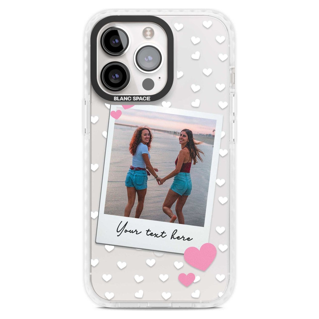 Personalised Instant Film & Hearts Photo Custom Phone Case iPhone 15 Pro Max / Magsafe Impact Case,iPhone 15 Pro / Magsafe Impact Case Blanc Space
