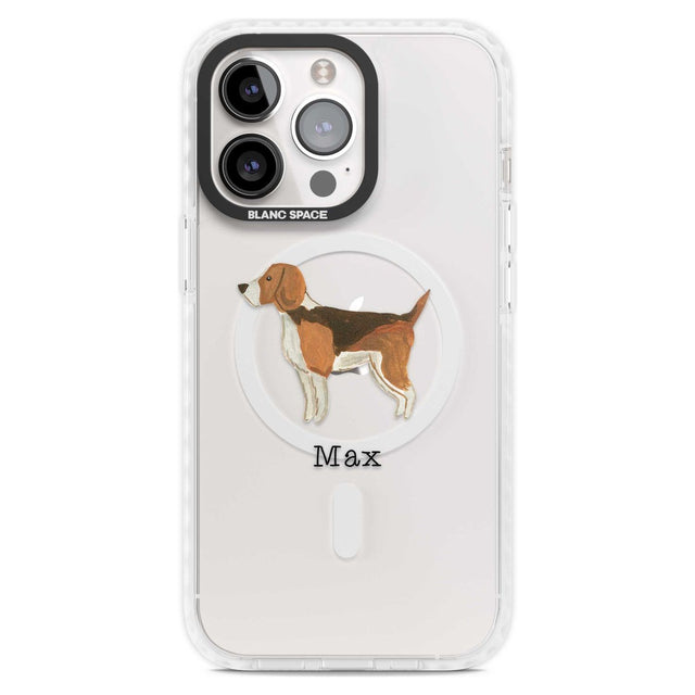 Personalised Hand Painted Beagle Custom Phone Case iPhone 15 Pro Max / Magsafe Impact Case,iPhone 15 Pro / Magsafe Impact Case Blanc Space