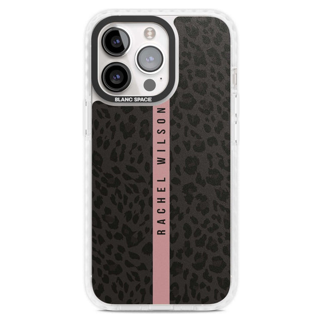 Personalised Pink Stripe Leopard Pattern Custom Phone Case iPhone 15 Pro Max / Magsafe Impact Case,iPhone 15 Pro / Magsafe Impact Case Blanc Space