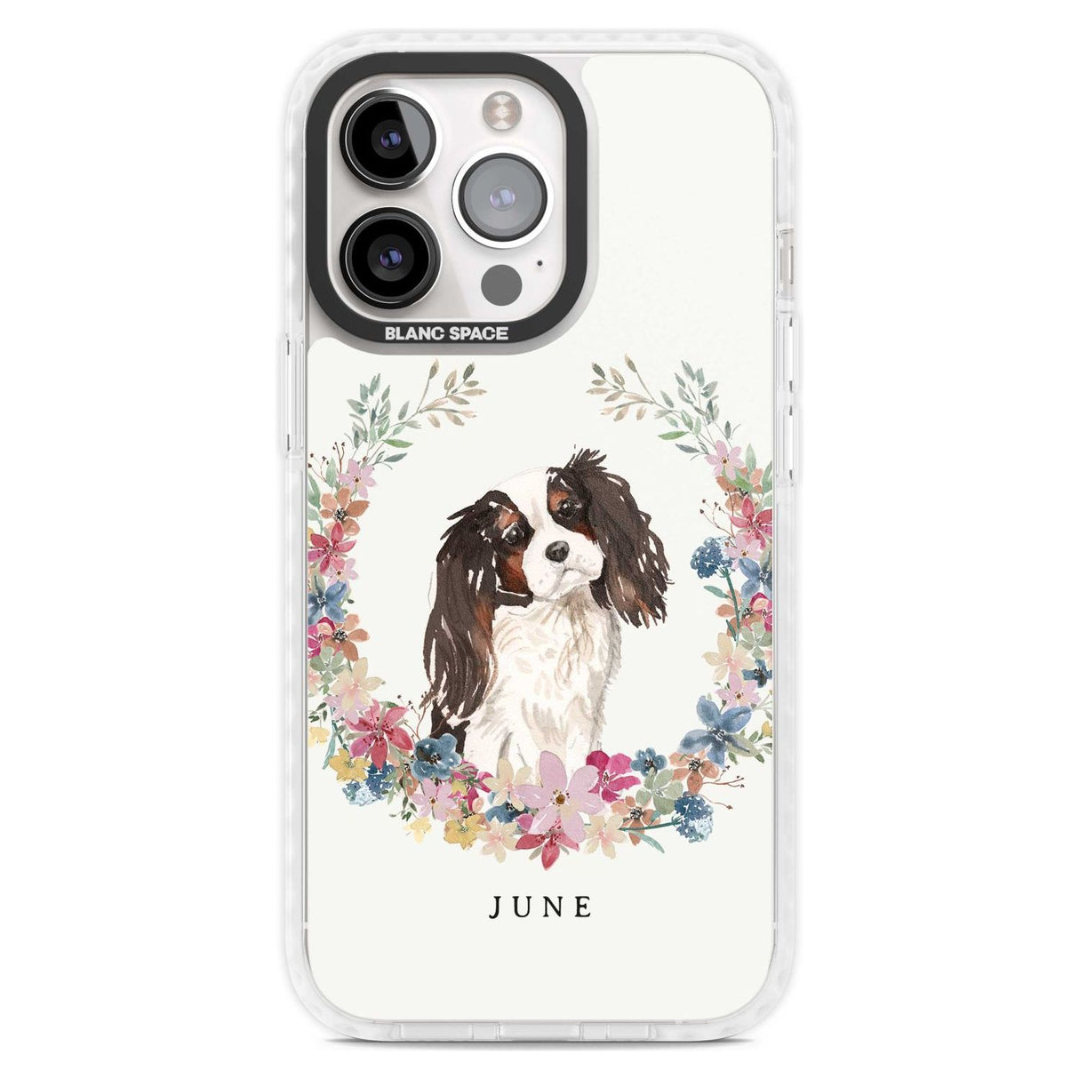 Personalised Tri Coloured King Charles Watercolour Dog Portrait Custom Phone Case iPhone 15 Pro Max / Magsafe Impact Case,iPhone 15 Pro / Magsafe Impact Case Blanc Space
