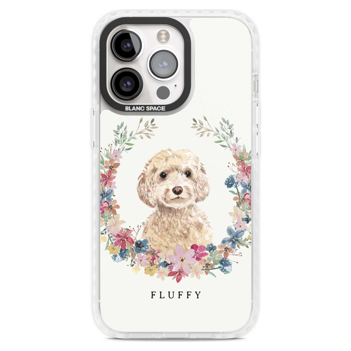 Personalised Champagne Cockapoo - Watercolour Dog Portrait Custom Phone Case iPhone 15 Pro Max / Magsafe Impact Case,iPhone 15 Pro / Magsafe Impact Case Blanc Space
