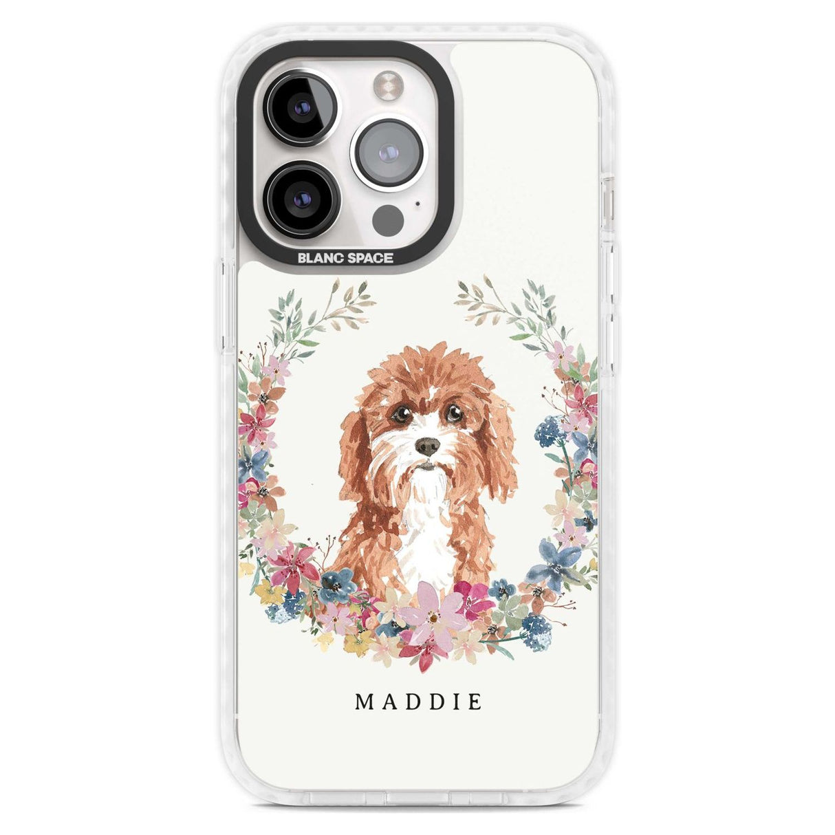 Personalised Cavapoo - Watercolour Dog Portrait Custom Phone Case iPhone 15 Pro Max / Magsafe Impact Case,iPhone 15 Pro / Magsafe Impact Case Blanc Space
