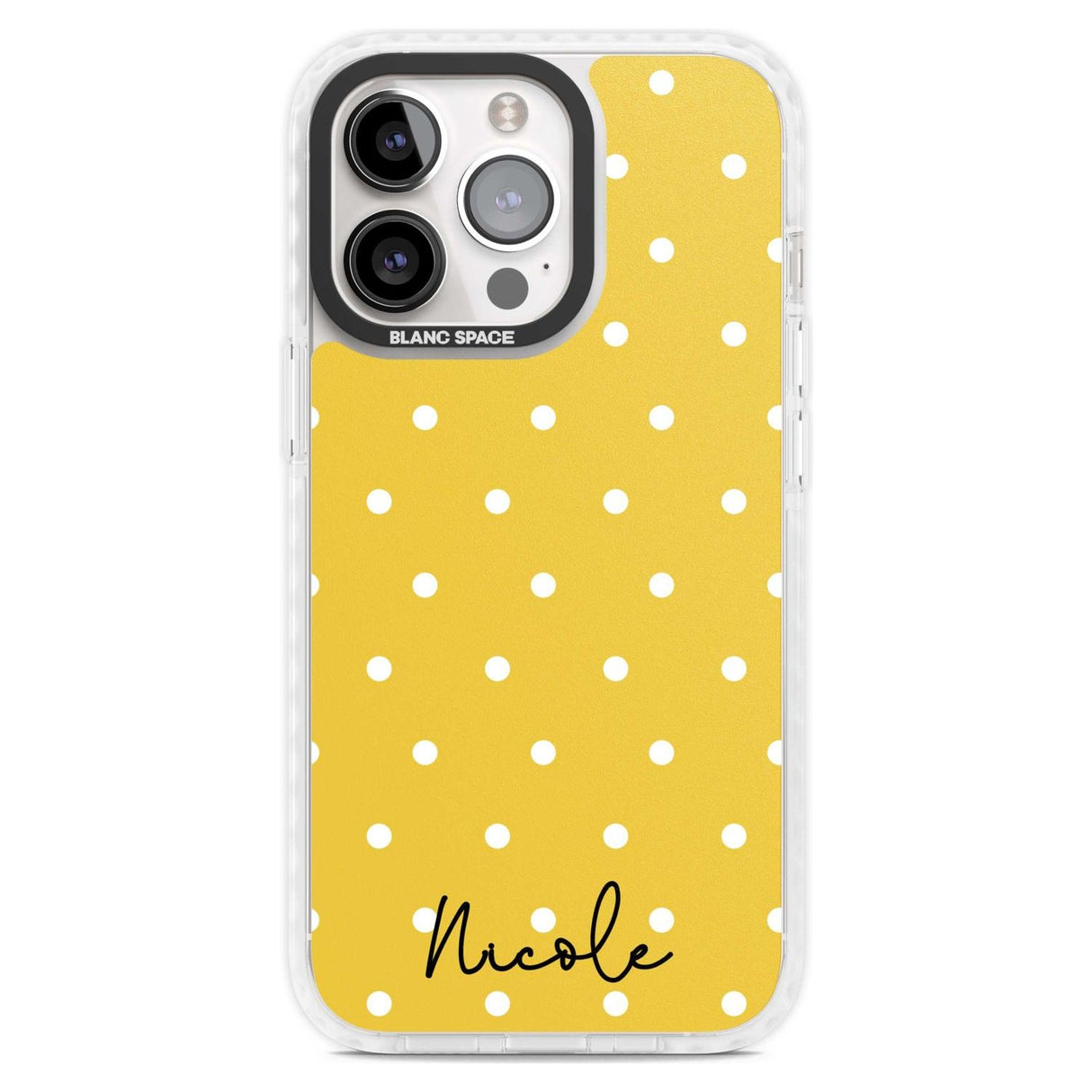 Personalised Yellow Polka Dot Custom Phone Case iPhone 15 Pro Max / Magsafe Impact Case,iPhone 15 Pro / Magsafe Impact Case Blanc Space