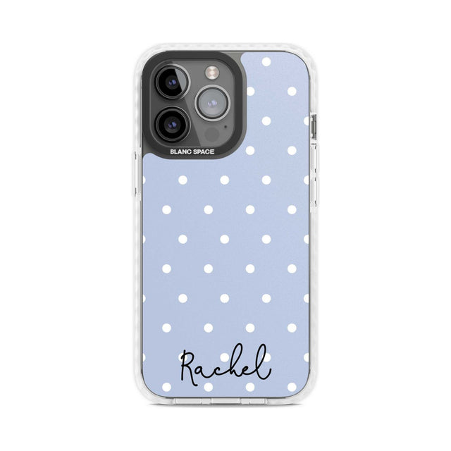 Personalised Simple Light Blue Dots Custom Phone Case iPhone 15 Pro Max / Magsafe Impact Case,iPhone 15 Pro / Magsafe Impact Case Blanc Space