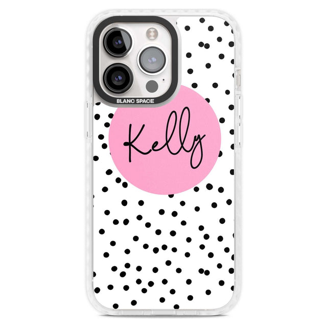 Personalised Pink Circle & Dots Custom Phone Case iPhone 15 Pro Max / Magsafe Impact Case,iPhone 15 Pro / Magsafe Impact Case Blanc Space