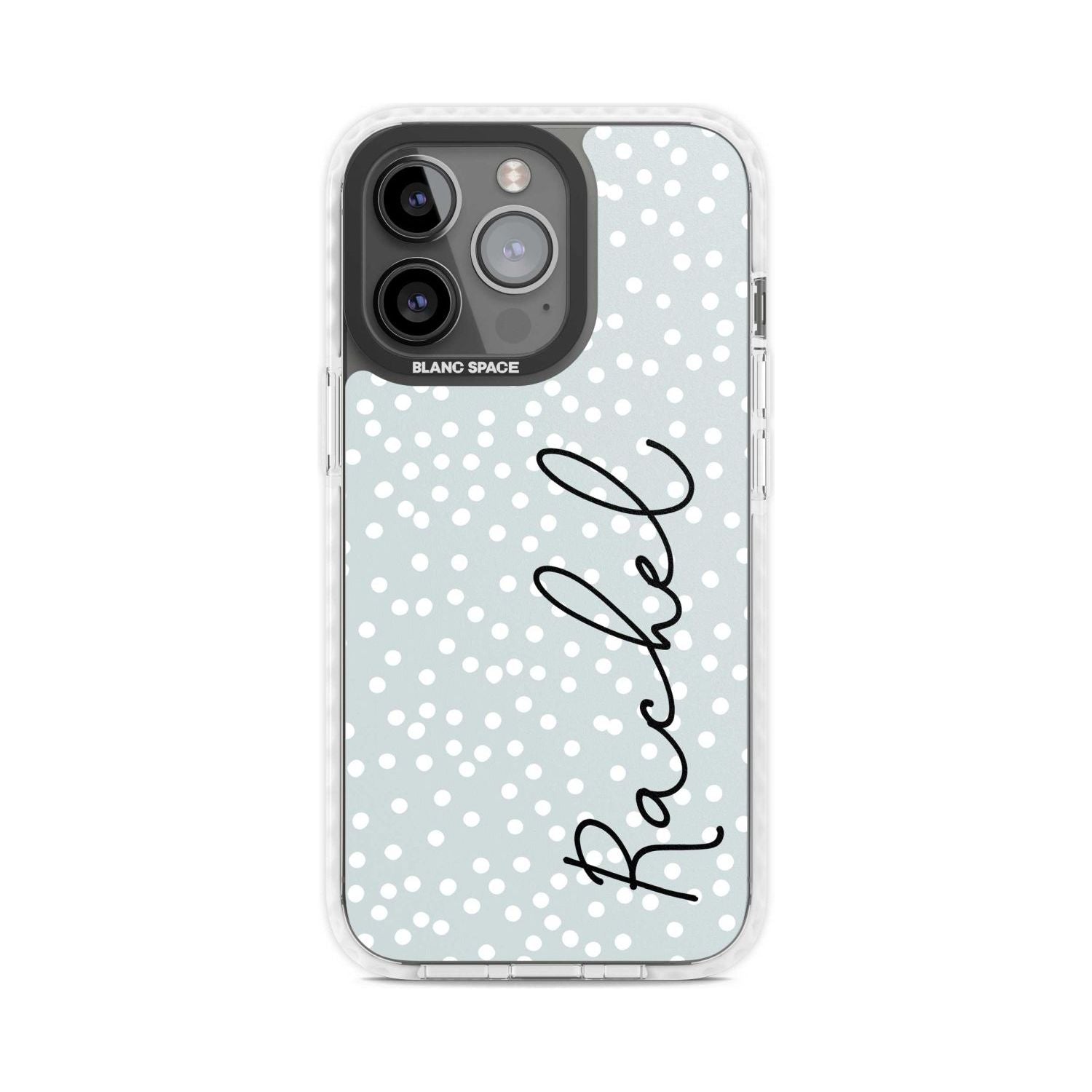 Personalised Vertical Cursive & Dots Custom Phone Case iPhone 15 Pro Max / Magsafe Impact Case,iPhone 15 Pro / Magsafe Impact Case Blanc Space