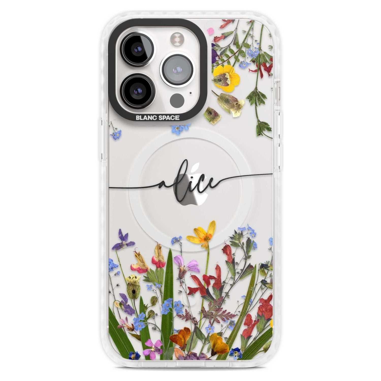 Personalised Wildflower Floral Custom Phone Case iPhone 15 Pro Max / Magsafe Impact Case,iPhone 15 Pro / Magsafe Impact Case Blanc Space