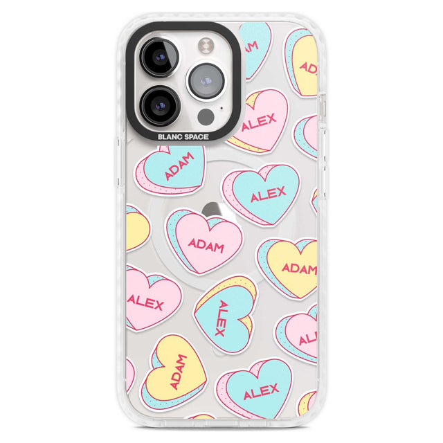 Personalised Text Love Hearts Custom Phone Case iPhone 15 Pro Max / Magsafe Impact Case,iPhone 15 Pro / Magsafe Impact Case Blanc Space